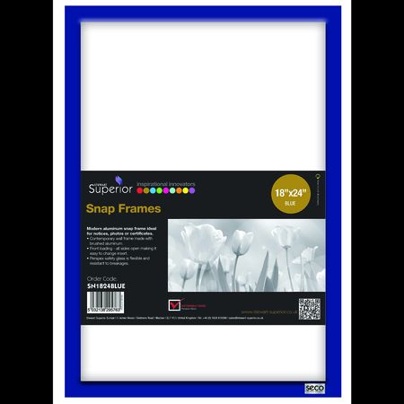 SECO Poster Snap Frame, 18" x 24", 1" Profile, Blue SN1824BLUE